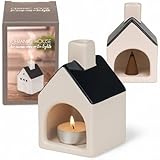 MIJOMA Kleines Räucherhaus und Teelichthaus aus lasierter Keramik, stilvoll in...