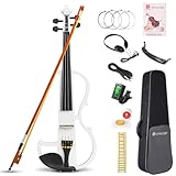 Vangoa 4/4 Elektrische Violine Geige aus Massivem Holz Electric Stille Violine...