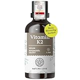 NATURE LOVE® Vitamin K2 MK7-200µg - 1700 Tropfen (50ml) - Höchster...