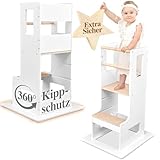 Kids Woody Star® Lernturm ab 1 Jahr [360° KIPPSCHUTZ] Höhenverstellbar...