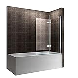 i-flair Badewannenabtrennung 90x140 cm Badewannenaufsatz Faltwand faltbar 2 tlg....