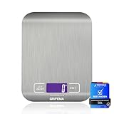 GRIFEMA Küchenwaage Edelstahl, Hochpräzise 1g-5000g Digitalwaage mit LCD...