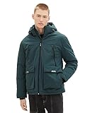 TOM TAILOR Denim Herren Artic Winterjacke mit Kapuze, Dark Gable Green, L