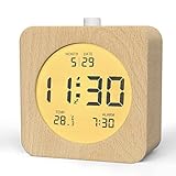 aboveClock Wecker Digital, Digitaler Wecker Holz mit Teperatur, Datum Anzeige,...