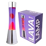 FISURA - Lavalampe rot und lila. Verchromter Silbersockel, lila Flüssigkeit und...