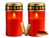 NECESITAS LED Grablicht 2er Set – Ewiges Licht mit Flackereffekt wie echte...