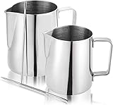 WUWEOT 2 Stück 350 & 600ml Milchkännchen Edelstahl Milch Pitcher...