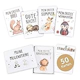 Marvelights Meilensteinkarten Baby, 50 Karten Inkl. Geschenkset für Junge und...