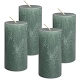 DecoLite: Stumpenkerzen Rustik 4er Set 140x70 mm | Selbstverlöschend Safe...