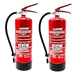 2X 6kg ABC Pulver Feuerlöscher mit Manometer EN 3 inkl. Wandhalterung, ANDRIS®...