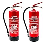 2X ANDRIS® Marken-Feuerlöscher 6kg ABC Pulverlöscher mit Manometer EN 3 inkl....