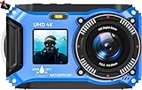 Digitalkamera, Yixinxin 4K 64MP 33FT UHD Unterwasserkamera zum Schnorcheln mit...