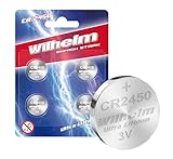 4 x CR2450 WILHELM Lithium Knopfzelle 3V 600mAh ø24,5x5,0mm Batterie DL 2450 CR...