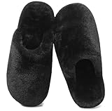 Coswind Hausschuhe Damen Herren Winter Warme Plüsch Kuschel Flauschige Pantoletten Gefütterte Weiche Rutschfeste Unisex with Memory Foam Schöne Dicke Bequeme Schwarz 290