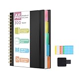 ihaspoko A5 Spiral Notizbuch Liniert, 5 Herausnehmbaren Trennblätter, Hart-PVC...