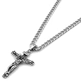 Jewow Schmuck Edelstahl Herren Halskette Jesus Christus Kreuz Anhänger mit 6mm...