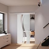 inova Glas-Schiebetür Komplettset 1025 x 2200 mm wellen Design 8 mm ESG Alu...