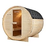 Artsauna Outdoor Fasssauna Spitzbergen 180 für 4 Personen - 6 kW Ofen,...