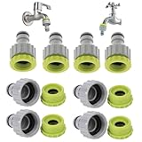 8 Stück Wasserhahn Adapter & Hahnverbinder Set, 1/2 Zoll 3/4 Zoll 2-in-1 Garten...