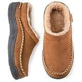 Zigzagger Herren Memory Foam Suede Mokassins Hausschuhe, Kamel, 42/43EU
