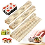 VMUTGA 3 Stück Sushi Matte, Bambus Rollen, 24 * 24cm Rollmatte Im Japanischen...