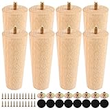 LDXDRU 8 Stück 12cm Eiche Möbelbeine Holz Möbelfuß Massivholz Holzfüße...