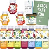 LiveFresh 3 Tage Saftkur + Bio Gemüsebrühe | 21 Säfte (250ml) & 9 Shots...