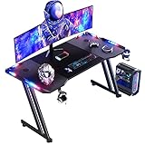 HLONONE 120 x 60 cm Gaming Tisch, Gaming Schreibtisch mit LED, PC Tisch Gaming...