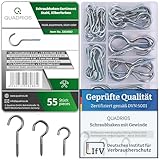 QUADRIOS | Schraubhaken Set | 55 robuste Hakenschrauben mit Gewinde aus...