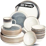 Moritz & Moritz TARENTO 24-tlg. Geschirrset 6 Personen Grau - Elegantes Teller...