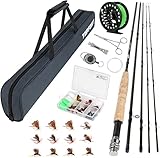 TOPFORT Fliegenfischrute und Rolle Combo Starter-Set, 4-teilig, leicht,...