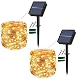 Augone 2 Stück Solar Lichterkette Außen, 12M 120 LED Lichterkette Außen...