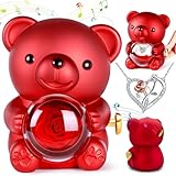 Aloskart Ewige Rose Bär, Rosenbox mit Kette, Ewige Rosen Geschenkbox,...