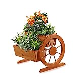 Melko Wagenrad Pflanzkübel aus Holz 44 x 42 x 40 cm – schöner...