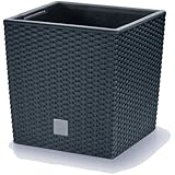 Prosperplast quadratisch Blumentopf in Rattan-Optik Rato Serie anthrazit Volumen...