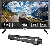 Reflexion 24 Zoll Fernseher mit Soundbar - 12V KFZ-Adapter für Wohnmobile und...
