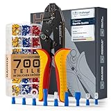 BAURIX® Crimpzange mit 700 Kabelschuhe Set – für diverse Verbinder-Arten –...
