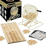 Großes Bingo Spiel Gold Metalltrommel 150 Chips, 75 Bingo Kugeln und Spielbrett...