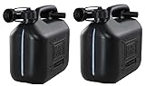 ProCar 2 Stück Benzinkanister 5 Liter Schwarz - UN- Zulassung Kunststoff...