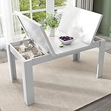 Merax Esstisch 120x70 cm mit verstecktem Stauraum, moderner rechteckiger...