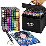 Alkohol Marker Dual Brush Filzstifte - 80 Farben Graffiti Stifte Permanent Twin...