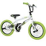 deTOX 16 Zoll BMX Freestyle Kinder BMX Anfänger ab 115 cm 5J, Farbe:Weiss/grün