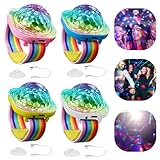 Discokugel Armband Partylicht, 4 Pack Musikgesteuert Disco Ball Licht USB...