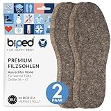 biped 2 Paar Filz Einlegesohlen aus reiner Wolle - Wärmende Schuheinlagen aus...