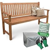 holz4home® Gartenbank Holz I Holzbank Parkbank mit Schutzcover & Handschuhen I...