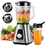 GDOR 1200W Smoothie Maker 2-1 Standmixer Glas mit 1,5L Glaskrug und 650ml...
