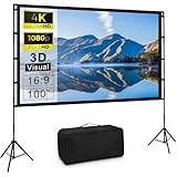 Beamer Leinwand Mit Stativ, 100 Zoll Projektor Tragbare Outdoor Kino, Faltenfrei...