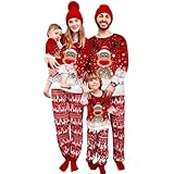 Weihnachten Familie Pyjama Set Lange Sleepwear Nachtwäsche Ärmel Niedlich Elch...