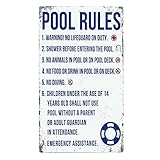 2PCS Pool Warning Metal Tin Sign, Pool Knowledge Metal Tin Sign, Pool Rules...