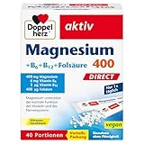 Doppelherz Magnesium 400 + B6 + B12 + Folsäure DIRECT - Magnesium unterstützt...